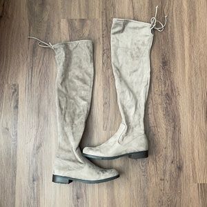 Unisa Taupe micro suede over the knee boots